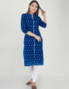 Plain Solid Kurti Tagai knee length Blue