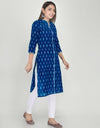 Plain Solid Kurti Tagai knee length Blue