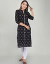 Plain Solid Kurti Tagai knee length Black