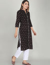 Plain Solid Kurti Tagai knee length Black