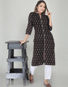 Plain Solid Kurti Tagai knee length Black