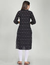 Plain Solid Kurti Tagai knee length Black