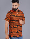 Khatushyam Ji Half Sleeves Short Orange Black Kurta