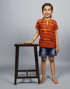 Khatushyam Ji Half Sleeves Short Orange Kurta