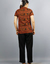 Khatushyam Ji Half Sleeves Short Orange Black Kurta With Pocket and Button