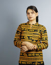 Khatushyam Ji Full Sleeves Short Yellow Black With Pocket and Button