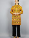 Khatushyam Ji Full Sleeves Long Yellow Kurta With Pocket and Button