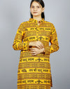 Khatushyam Ji Full Sleeves Long Yellow Kurta With Pocket and Button