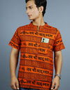 Khatushyam Ji Half Sleeves Short Orange Kurta With Pocket and Button