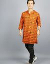 Khatushyam Ji Full Sleeves long Orange Kurta With Pocket and Button