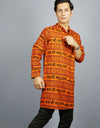 Khatushyam Ji Full Sleeves long Orange Kurta With Pocket and Button