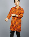 Khatushyam Ji Full Sleeves long Orange Kurta With Pocket and Button