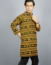 Khatushyam Ji Full Sleeves long Yellow Black Kurta With Pocket and Button