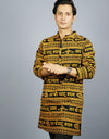 Khatushyam Ji Full Sleeves long Yellow Black Kurta With Pocket and Button