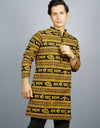 Khatushyam Ji Full Sleeves long Yellow Black Kurta With Pocket and Button