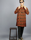 Khatushyam Ji Full Sleeves long Orange Black Kurta With Pocket and Button