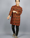 Khatushyam Ji Full Sleeves long Orange Black Kurta With Pocket and Button