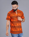 Jai Shree Ram Half Sleeves Short Orange Kurta