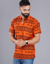 Jai Shree Ram Half Sleeves Short Orange Kurta