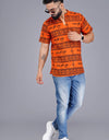 Jai Shree Ram Half Sleeves Short Orange Kurta