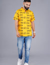 Jai Shree Ram Half Sleeves Short Yellow Kurta