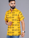 Jai Shree Ram Half Sleeves Short Yellow Kurta