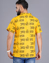 Jai Shree Ram Half Sleeves Short Yellow Kurta