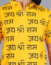 Jai Shree Ram Half Sleeves Short Yellow Kurta