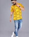 Jai Shree Ram Half Sleeves Short Yellow Kurta