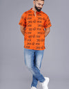 Jai Shree Ram Half Sleeves Short Orange Kurta