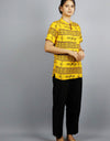 Jai Shree Ram Half Sleeves Short Yellow Kurta with Pocket and Button