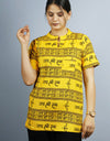 Jai Shree Ram Half Sleeves Short Yellow Kurta with Pocket and Button