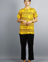 Jai Shree Ram Half Sleeves Short Yellow Kurta with Pocket and Button