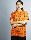 Jai Shree Ram Half Sleeves Short Orange Kurta with Pocket and Button