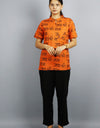 Jai Shree Ram Half Sleeves Short Orange Kurta with Pocket and Button