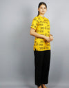 Jai Shree Ram Half Sleeves Short Yellow Kurta with Pocket and Button