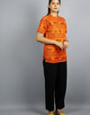 Jai Shree Ram Half Sleeves Short Orange Kurta with Pocket and Button