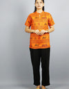 Jai Shree Ram Half Sleeves Short Orange Kurta with Pocket and Button