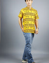 Jai Shree Ram Half Sleeves Short Yellow Kurta with Pocket and Button