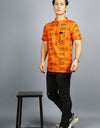 Jai Shree Ram Half Sleeves Short Orange Kurta with Pocket and Button