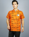 Jai Shree Ram Half Sleeves Short Orange Kurta with Pocket and Button