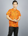 Jai Shree Ram Half Sleeves Short Orange Kurta with Pocket and Button