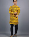 Jai Shree Ram Full Sleeves Long Yellow Kurta with Pocket and Button