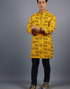 Jai Shree Ram Full Sleeves Long Yellow Kurta with Pocket and Button