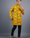 Jai Shree Ram Full Sleeves Long Yellow Kurta with Pocket and Button