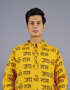 Jai Shree Ram Full Sleeves Long Yellow Kurta with Pocket and Button