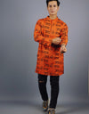 Jai Shree Ram Full Sleeves Long Orange Kurta with Pocket and Button