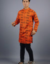 Jai Shree Ram Full Sleeves Long Orange Kurta with Pocket and Button