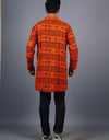 Jai Shree Ram Full Sleeves Long Orange Kurta with Pocket and Button