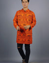 Ram Mandir Full Sleeves Long Orange Kurta with Pocket and Button